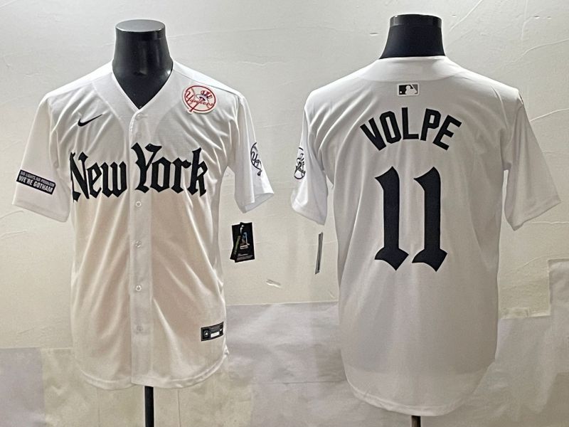Men 2025 New York Yankees #11 Volpe White Five generations Joint Name Nike MLB Jersey style 42->new york yankees->MLB Jersey